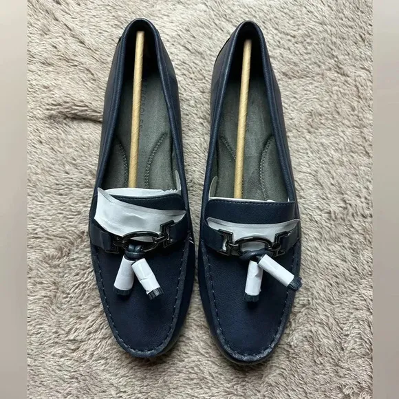 Aerosoles Women’s Deanna Driving Style Loafers Navy Faux Leather 10.5M New
