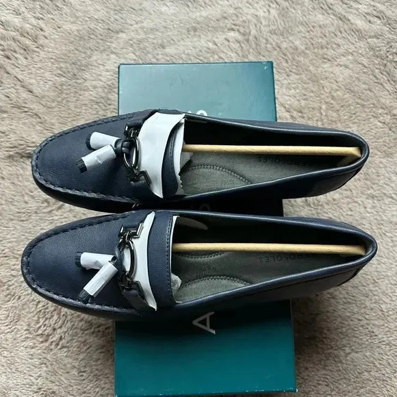 Aerosoles Women’s Deanna Driving Style Loafers Navy Faux Leather 10.5M New