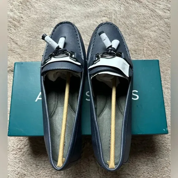 Aerosoles Women’s Deanna Driving Style Loafers Navy Faux Leather 10.5M New