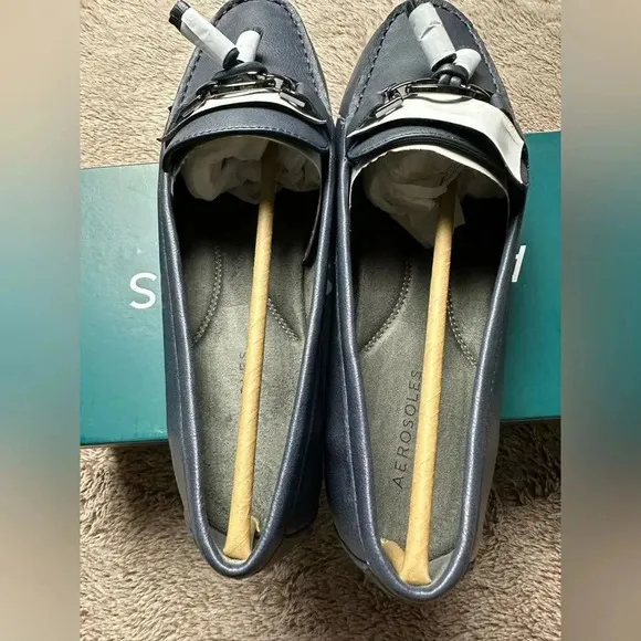 Aerosoles Women’s Deanna Driving Style Loafers Navy Faux Leather 10.5M New