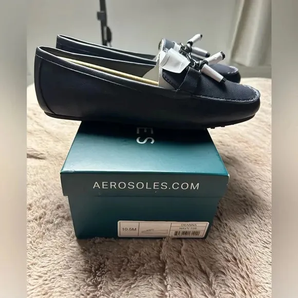 Aerosoles Women’s Deanna Driving Style Loafers Navy Faux Leather 10.5M New