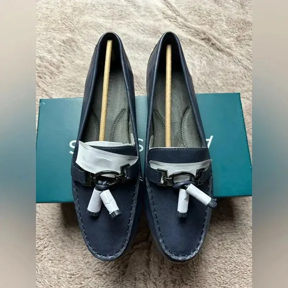 Aerosoles Women’s Deanna Driving Style Loafers Navy Faux Leather 10.5M New