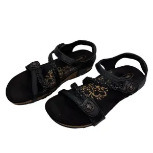 Aetrex Jillian Braided Wedge Sandals‎ Women's Black Leather Comfort Shoes Size 7