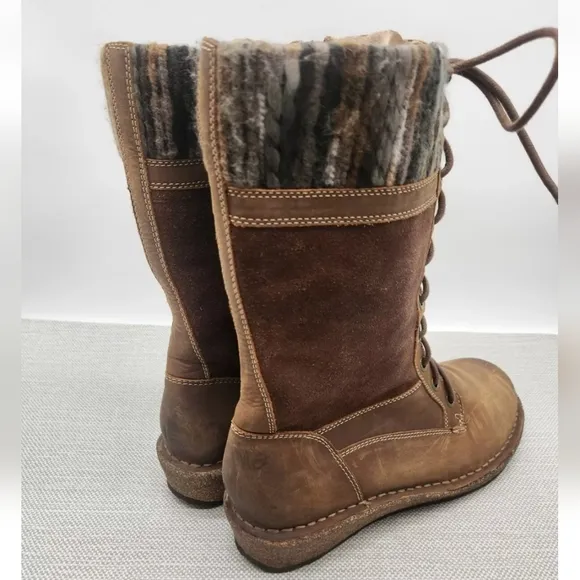 Aetrex Size 9-9.5 Mid Calf Boots Leather Fabric Flaw