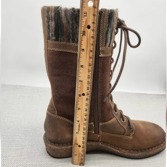 Aetrex Size 9-9.5 Mid Calf Boots Leather Fabric Flaw