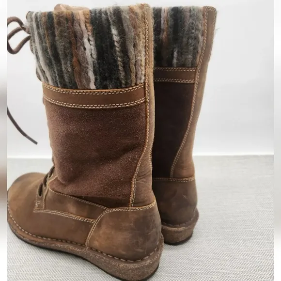 Aetrex Size 9-9.5 Mid Calf Boots Leather Fabric Flaw
