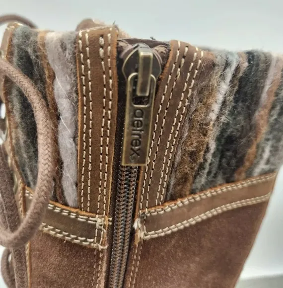 Aetrex Size 9-9.5 Mid Calf Boots Leather Fabric Flaw