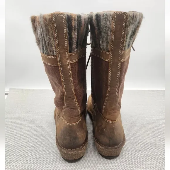 Aetrex Size 9-9.5 Mid Calf Boots Leather Fabric Flaw