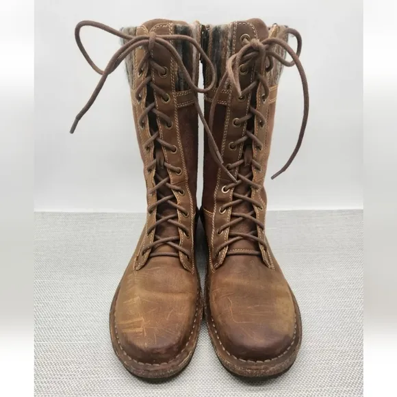 Aetrex Size 9-9.5 Mid Calf Boots Leather Fabric Flaw