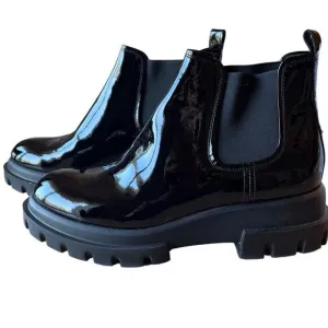 AGL Maxine Chelsea Boot Booties Chunky Size EUR 41 Italian Patent Leather