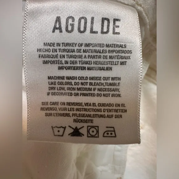 Agolde 90’s Mid Rise Loose Fit Jeans in Vanish White Size 31