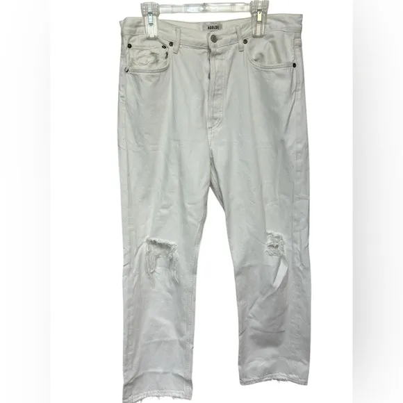 Agolde 90’s Mid Rise Loose Fit Jeans in Vanish White Size 31
