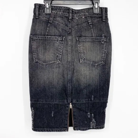 Agolde Distressed Denim Pencil Skirt Sz 25