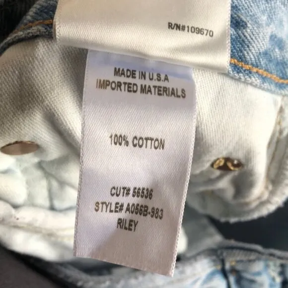 Agolde Riley High Rise Crop Jeans Light Blue Distressed Denim Size 25