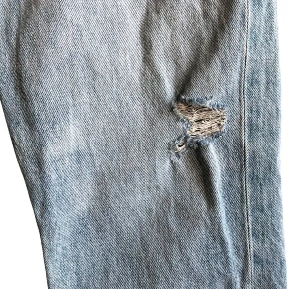 Agolde Riley High Rise Crop Jeans Light Blue Distressed Denim Size 25