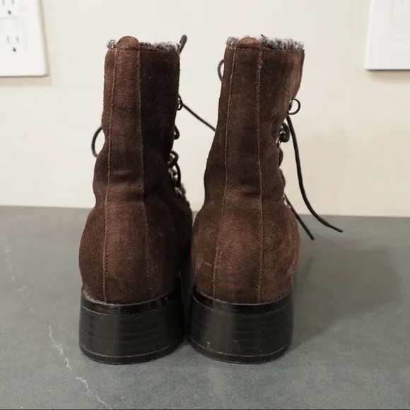 AJ Valenci sz 7W brown suede lace-up lined boots