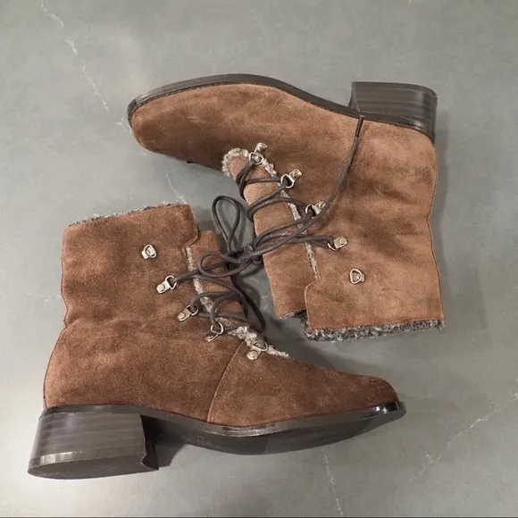 AJ Valenci sz 7W brown suede lace-up lined boots