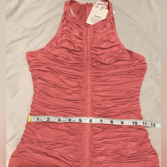 A.L.C. Adrienne Ruched Midi Dress Rose/Pink Size Small Sleeveless NWT Barbiecore