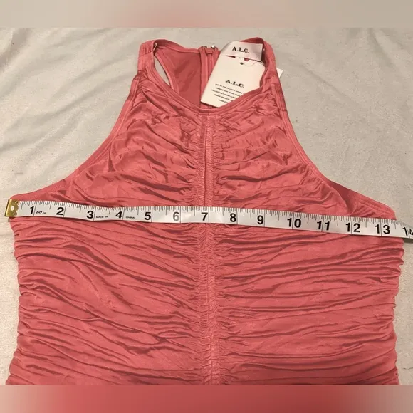 A.L.C. Adrienne Ruched Midi Dress Rose/Pink Size Small Sleeveless NWT Barbiecore