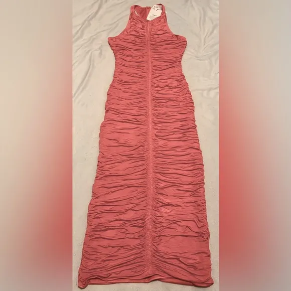 A.L.C. Adrienne Ruched Midi Dress Rose/Pink Size Small Sleeveless NWT Barbiecore