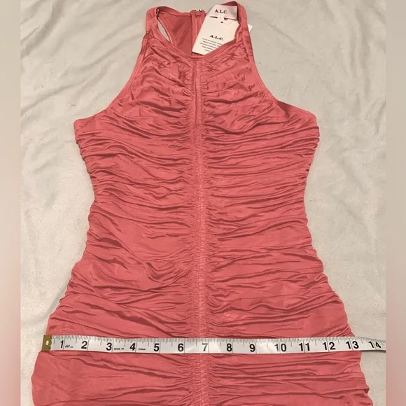 A.L.C. Adrienne Ruched Midi Dress Rose/Pink Size Small Sleeveless NWT Barbiecore