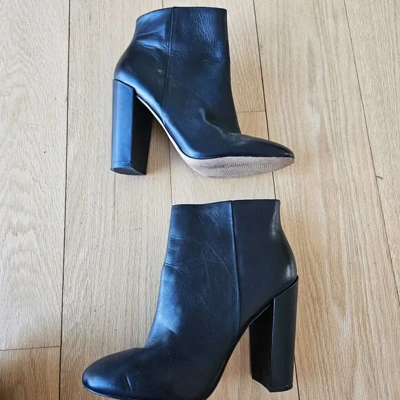 Aldo Black Leather Chunky High heel Ankle boots, Womens‎ 7.5, Party, nightout