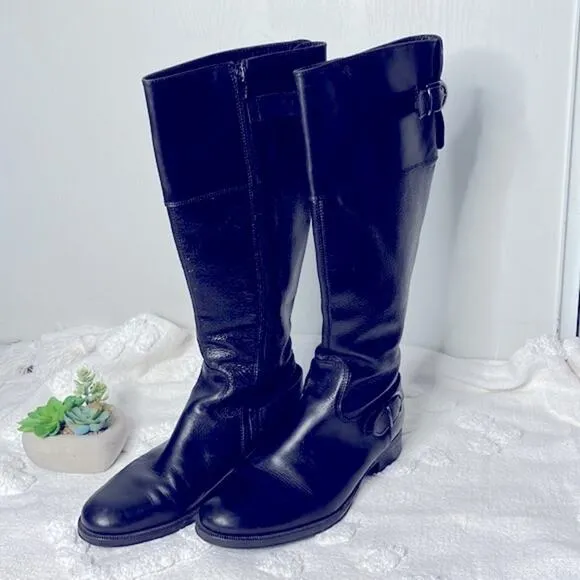 Aldo Black Leather Tall Riding Boots  Size 9