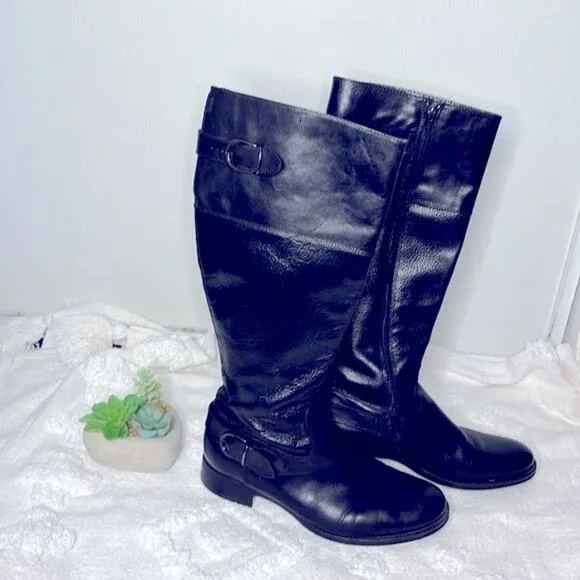 Aldo Black Leather Tall Riding Boots  Size 9