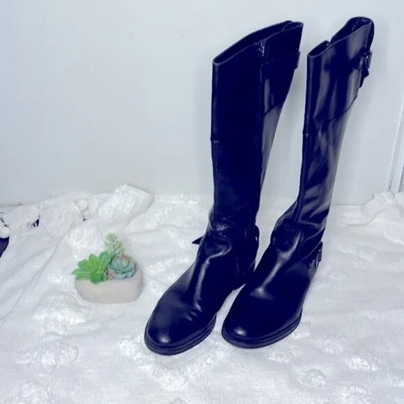 Aldo Black Leather Tall Riding Boots  Size 9