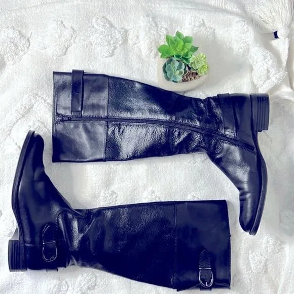 Aldo Black Leather Tall Riding Boots  Size 9