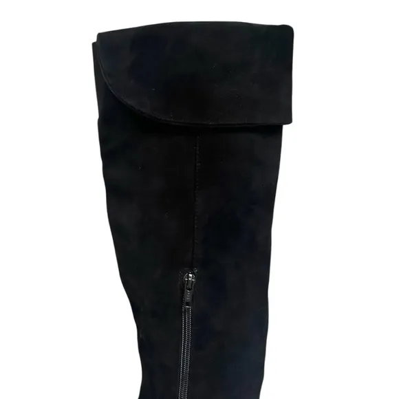 Aldo Black Suede Over the Knee Stiletto Heel Platform Boots Size 9