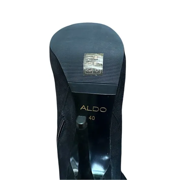 Aldo Black Suede Over the Knee Stiletto Heel Platform Boots Size 9