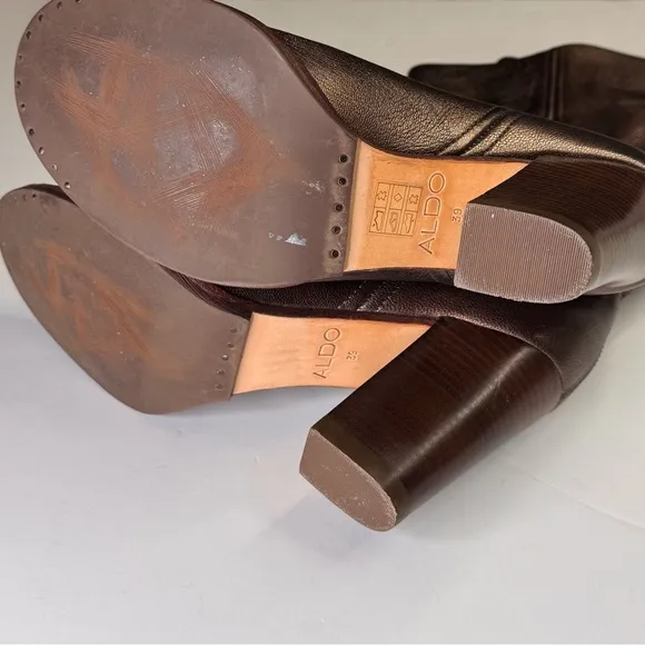 ALDO Mid Calf Bronze Leather Boots 39