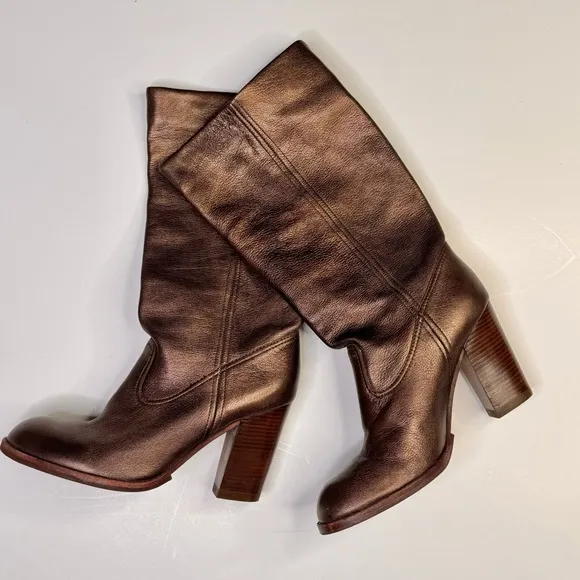 ALDO Mid Calf Bronze Leather Boots 39
