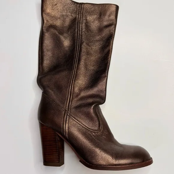 ALDO Mid Calf Bronze Leather Boots 39