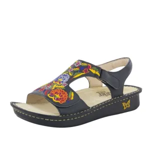 Alegria by PG Lite Sz 9 Viki Black Needles &amp; Pins Embroidered Slingback sandals
