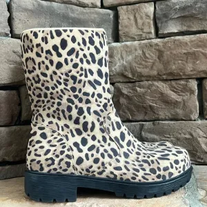 Alegria Chalet Savage Mid Calf Sherpa Lined Leopard Print Boots / SZ 38 or 8-8.5