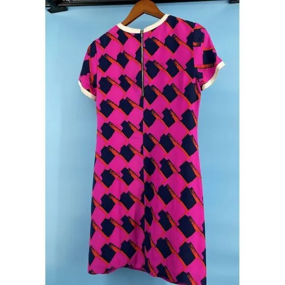 Alice‎ &amp; Trixie Dress Sz XS Silk Leather Trim 60s 70s Festival Groovy Funky Y2K