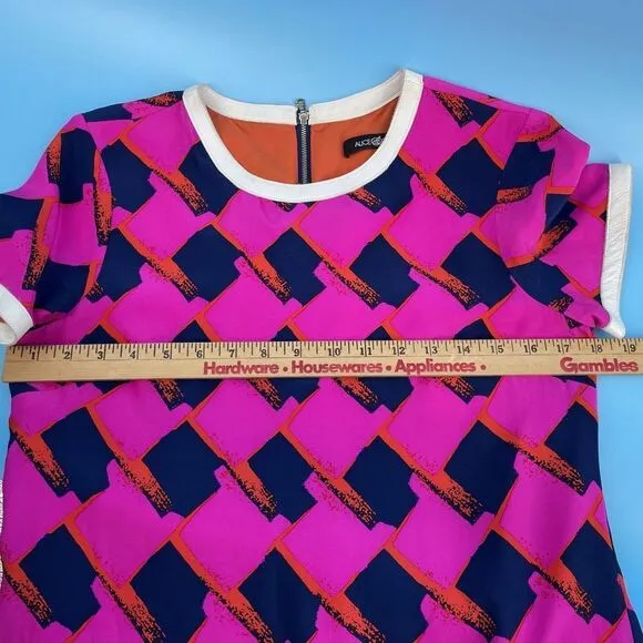 Alice‎ &amp; Trixie Dress Sz XS Silk Leather Trim 60s 70s Festival Groovy Funky Y2K