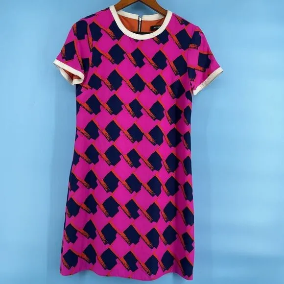 Alice‎ &amp; Trixie Dress Sz XS Silk Leather Trim 60s 70s Festival Groovy Funky Y2K
