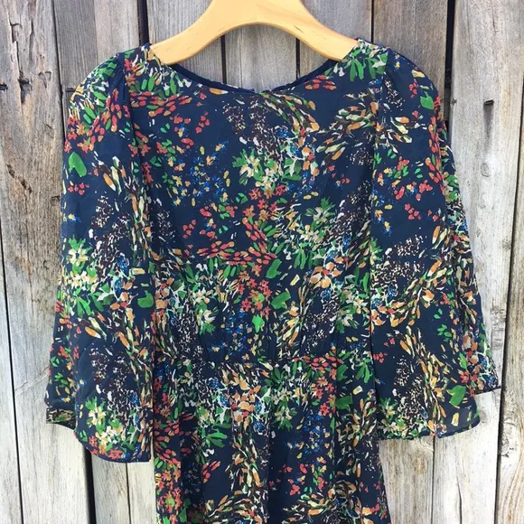 Alice   Olivia Floral Print Mini Dress Silk XS