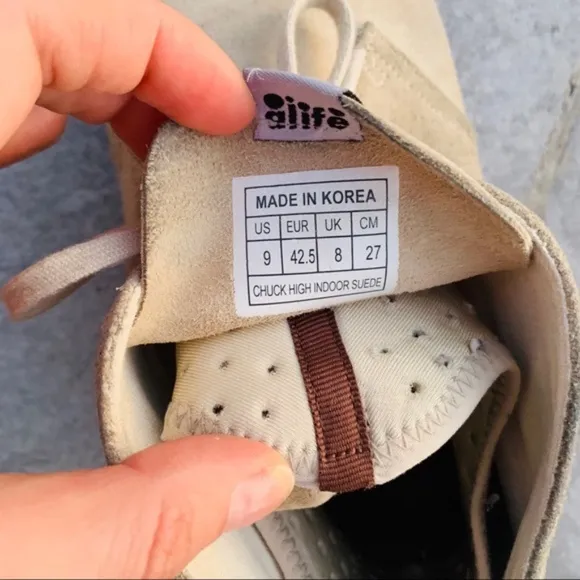 Alife Leather Suede Chick High Flats Ankle Cut Lace Classy