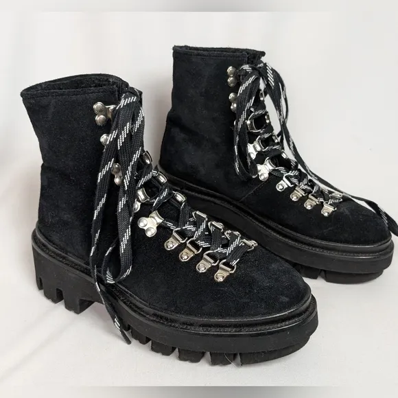 All Saints Black Combat Moto Boots with Chunky Sole