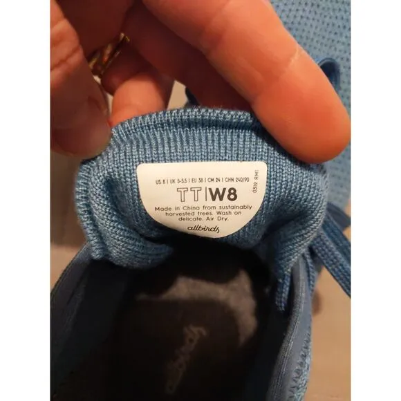 Allbirds Womens 8 Tree Runner Merino Wool High Top Sneakers Blue Grey
