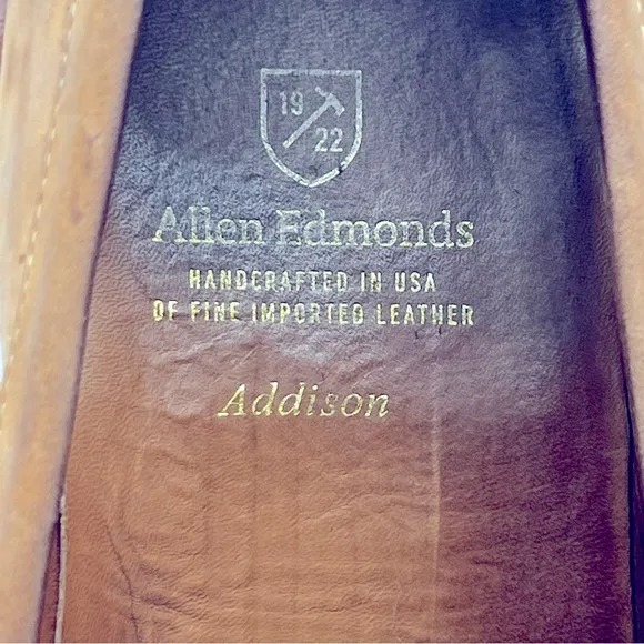 Allen Edmond Addison Penny Loafers Men Size 11.5 Brown Loafers Made in USA
