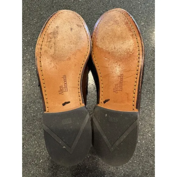 Allen Edmonds &quot;CAVANAUGH&quot; Brown Leather Penny Loafers Size 7 1/2 D EUC