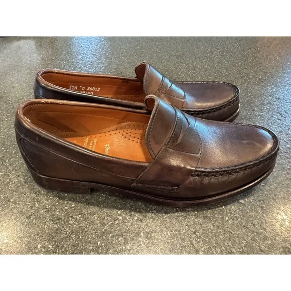 Allen Edmonds &quot;CAVANAUGH&quot; Brown Leather Penny Loafers Size 7 1/2 D EUC