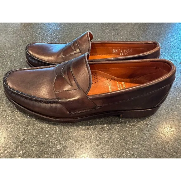 Allen Edmonds &quot;CAVANAUGH&quot; Brown Leather Penny Loafers Size 7 1/2 D EUC
