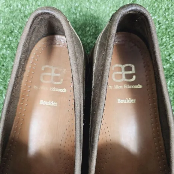 Allen Edmonds Boulder Brown Leather Driving Mocs Slip On Loafers Mens Size 9.5 E