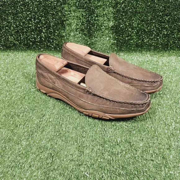 Allen Edmonds Boulder Brown Leather Driving Mocs Slip On Loafers Mens Size 9.5 E